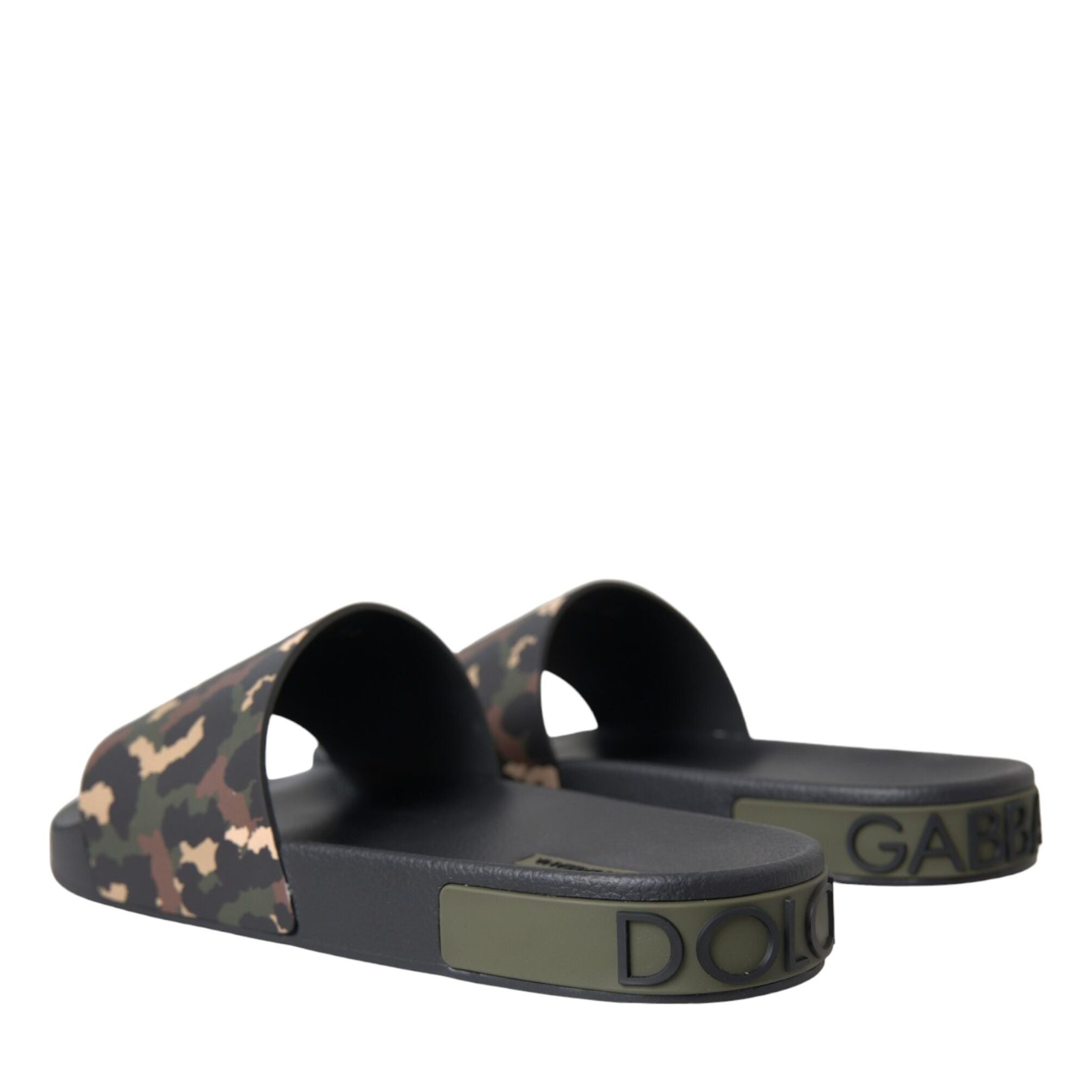 Dolce & Gabbana Multicolor Camouflage Leather Beachwear Men Shoes