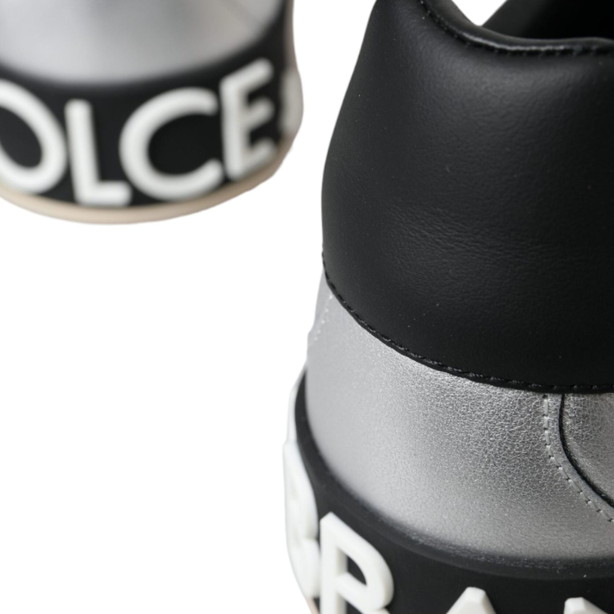 Dolce & Gabbana Silver Portofino Calf Leather Sneakers Men Shoes