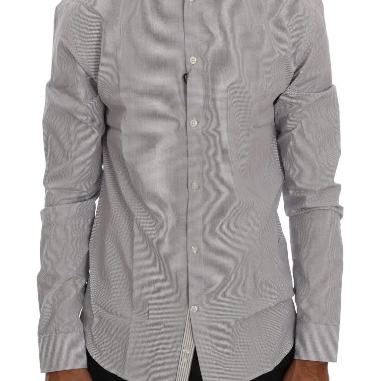Frankie Morello White Blue Check Casual Cotton Regular Fit Shirt