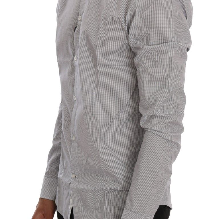 Frankie Morello White Blue Check Casual Cotton Regular Fit Shirt