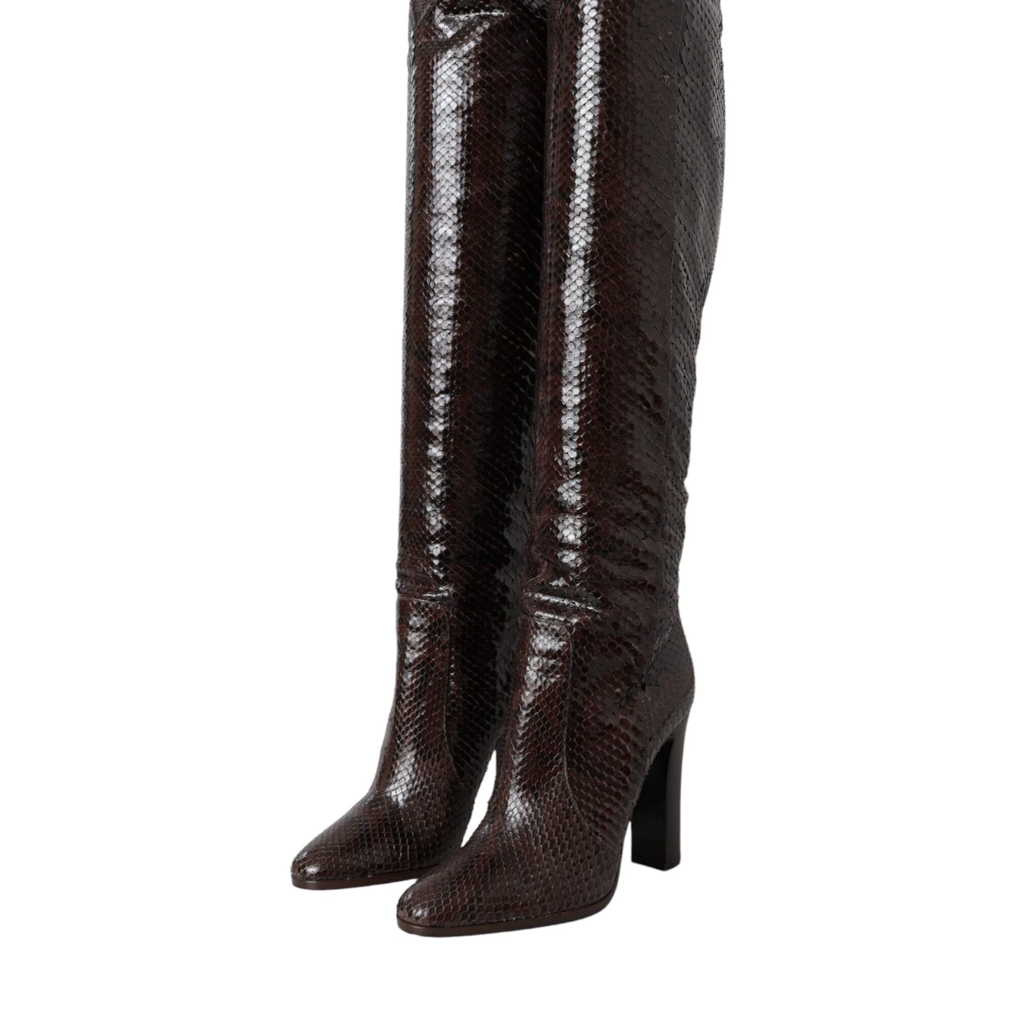 Dolce & Gabbana Brown Exotic Leather Heels High Boots Shoes