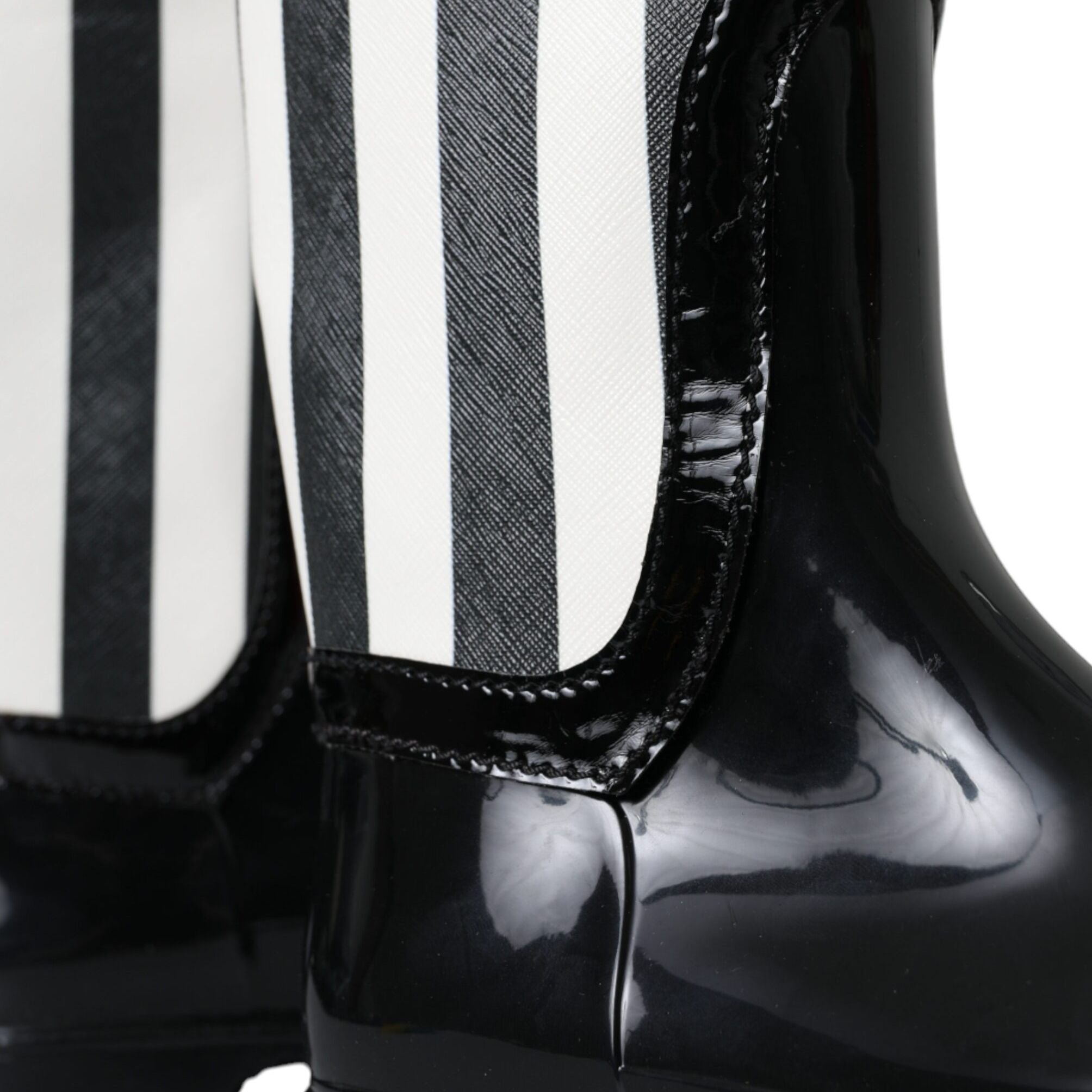Dolce & Gabbana Black Rubber Knee High Flat Boots Shoes