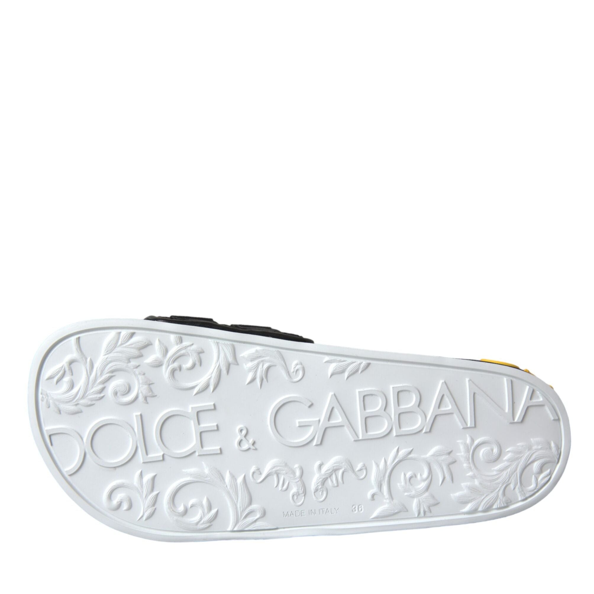 Dolce & Gabbana White Black Logo Beachwear Flats Sandals Shoes