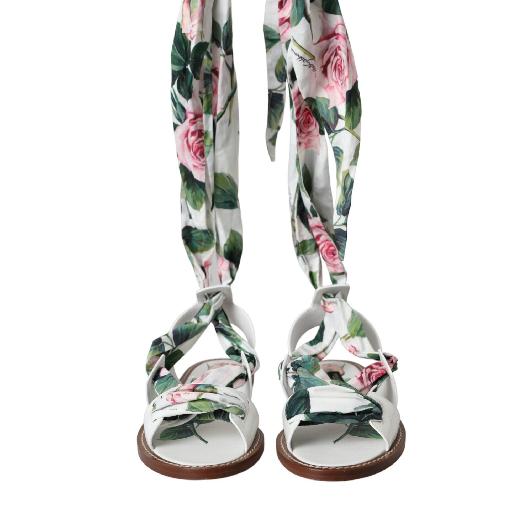 Dolce & Gabbana Multicolor Floral Print Ankle Wrap Sandals Shoes
