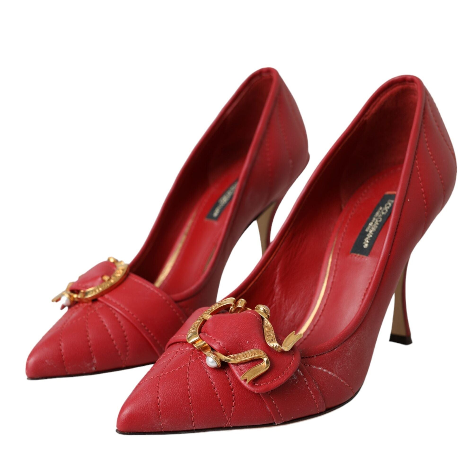 Dolce & Gabbana Red Devotion Leather Heels Pumps Shoes