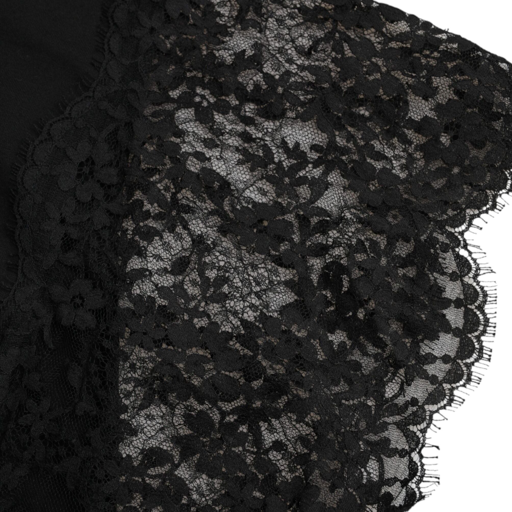 Dolce & Gabbana Black Sacred Heart Print Cotton Lace T-shirt