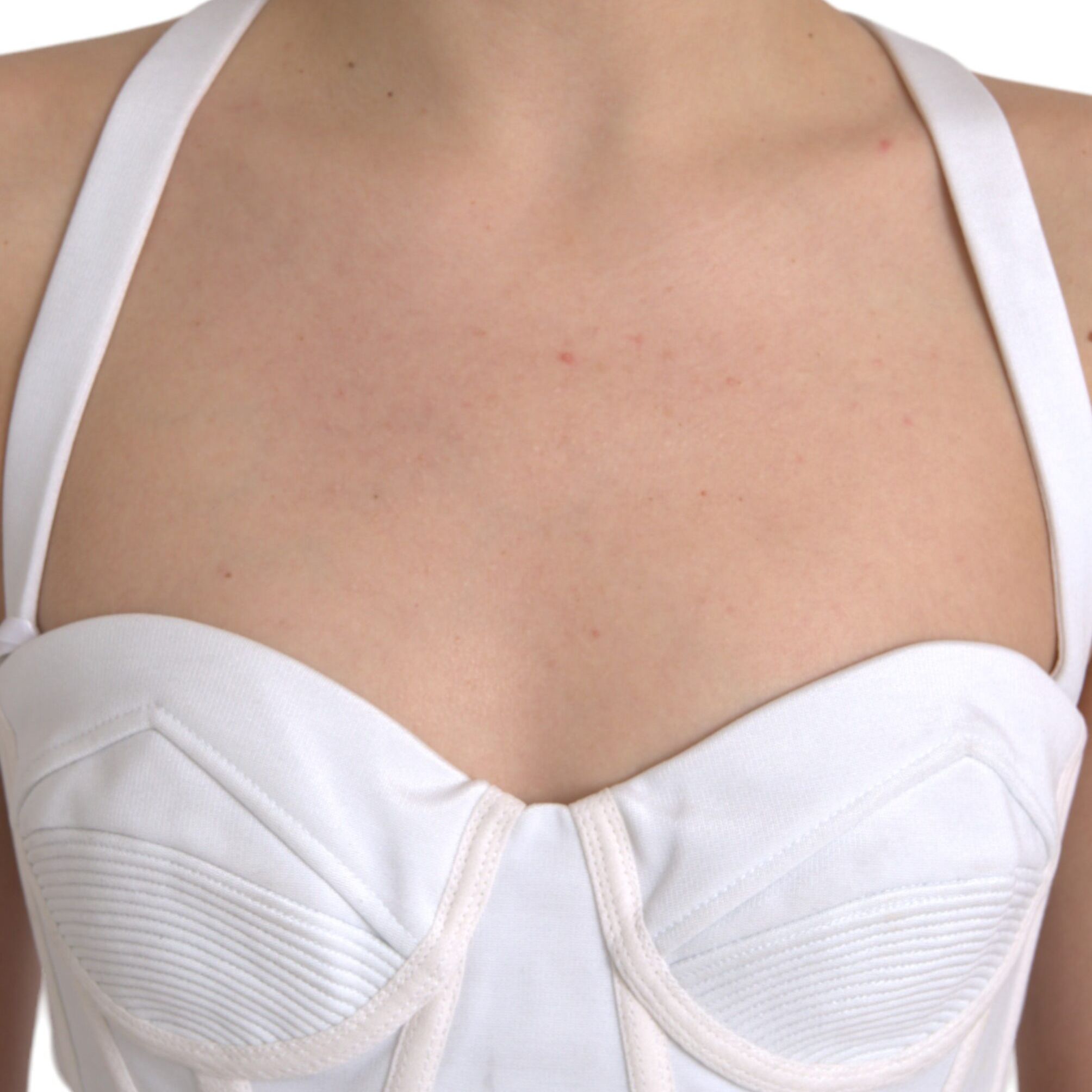 Versace White Viscose Bustier Sleeveless Cropped Top