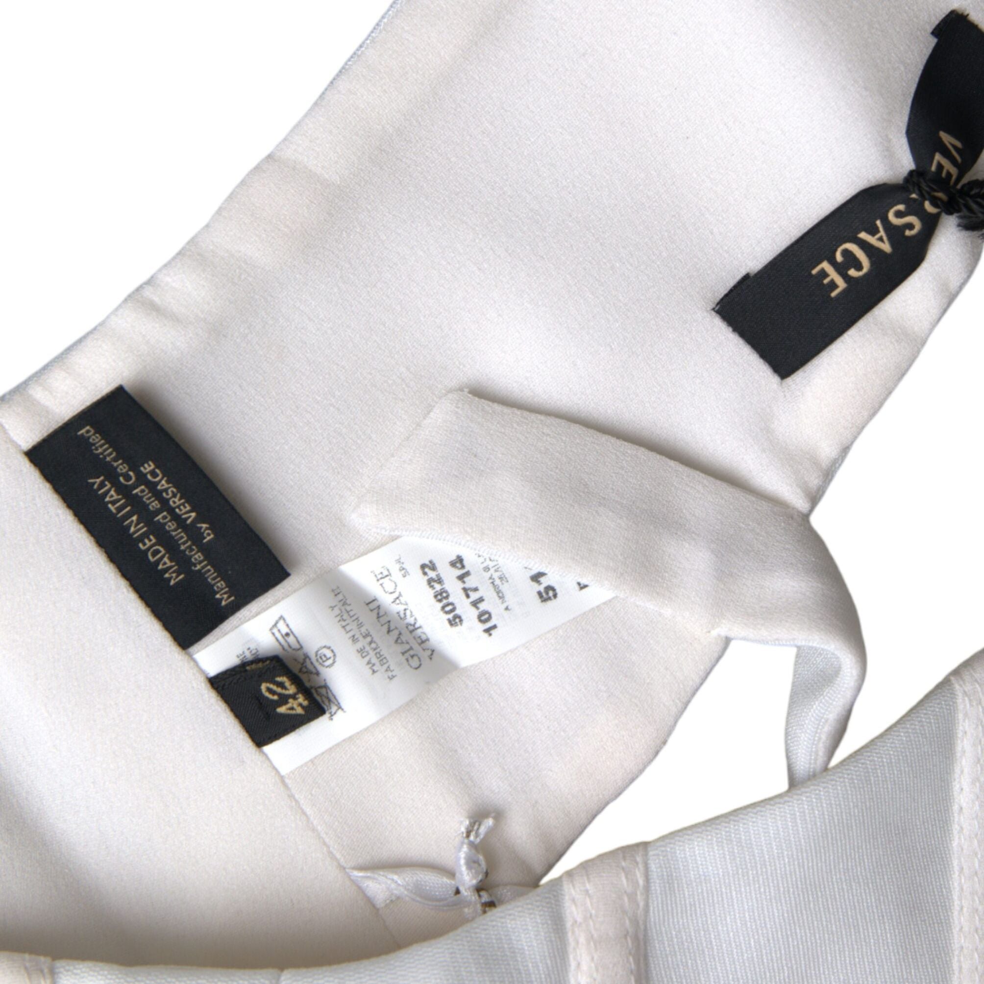 Versace White Viscose Bustier Sleeveless Cropped Top