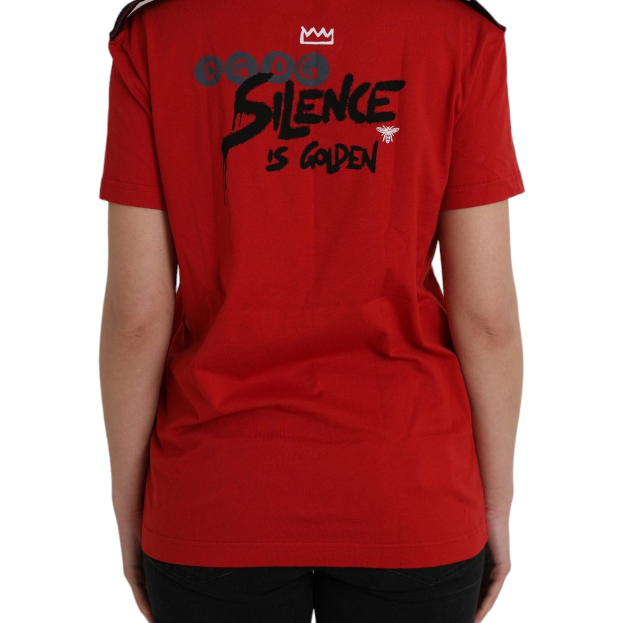Dolce & Gabbana Red Cotton Graphic Print Crew Neck T-shirt