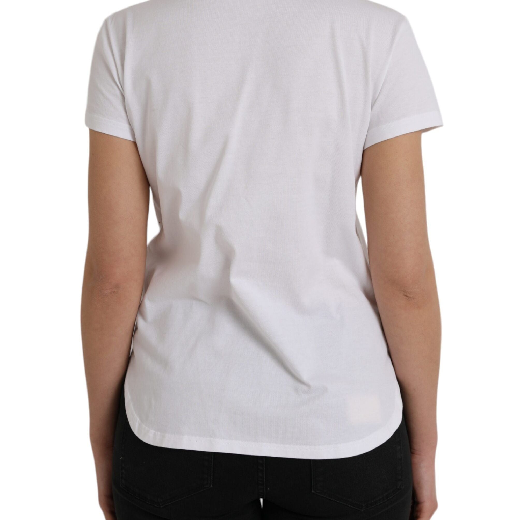 Dolce & Gabbana White Cotton Necklace Short Sleeves T-shirt