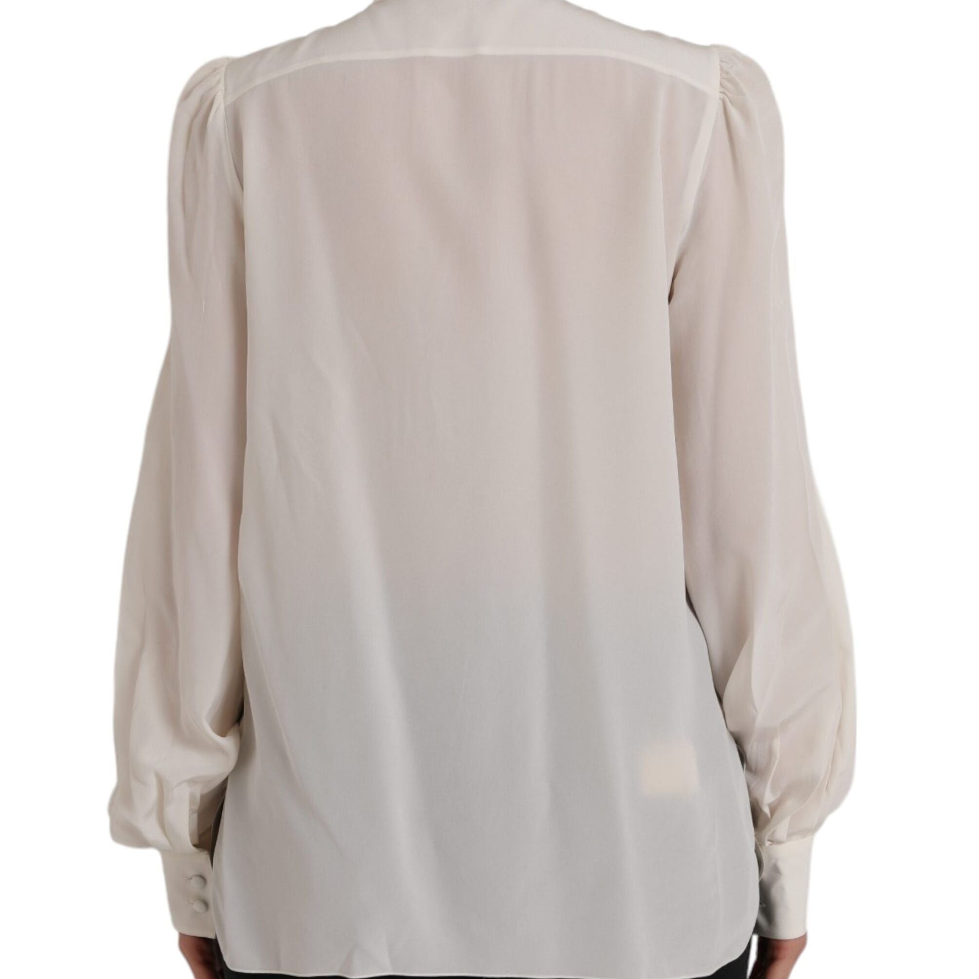 Dolce & Gabbana Off White Long Sleeve Button Down Blouse Top