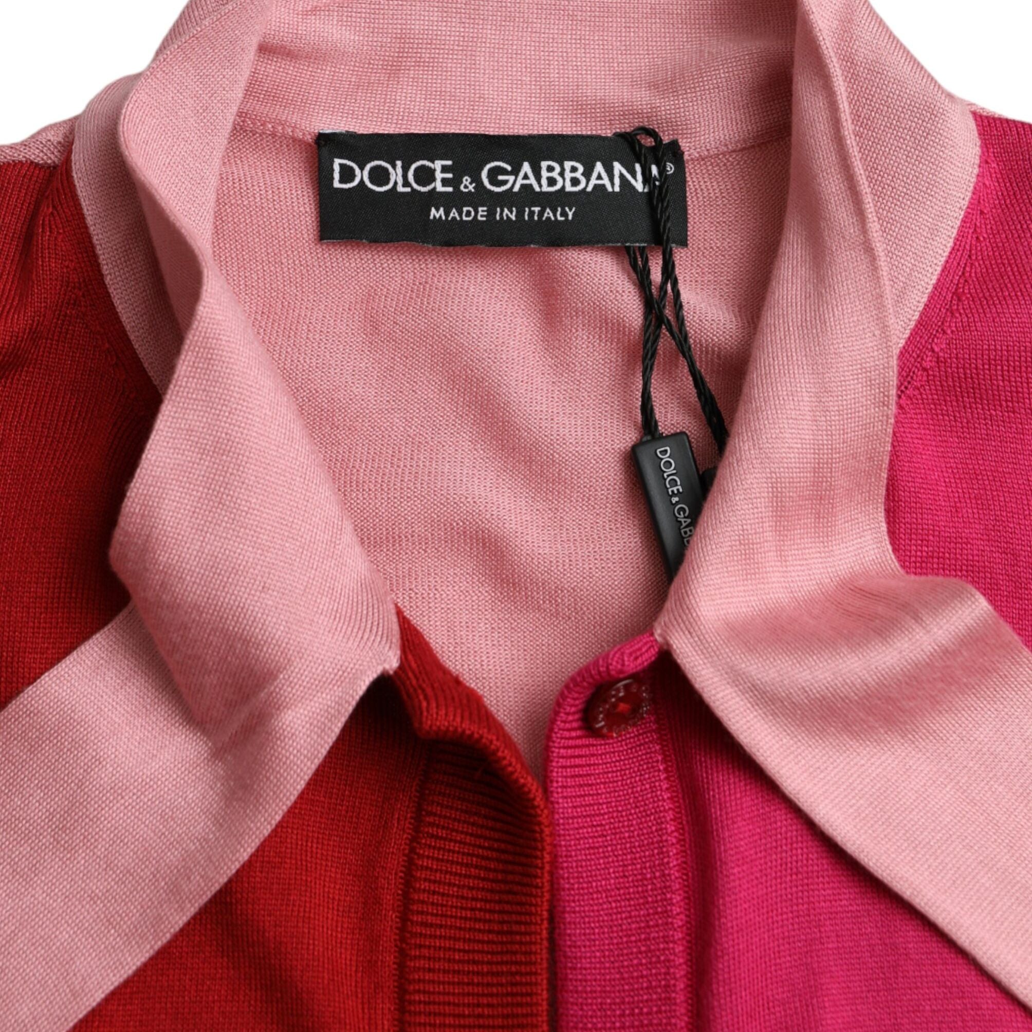 Dolce & Gabbana Pink Short Sleeves Pullover Ascot Collar Top