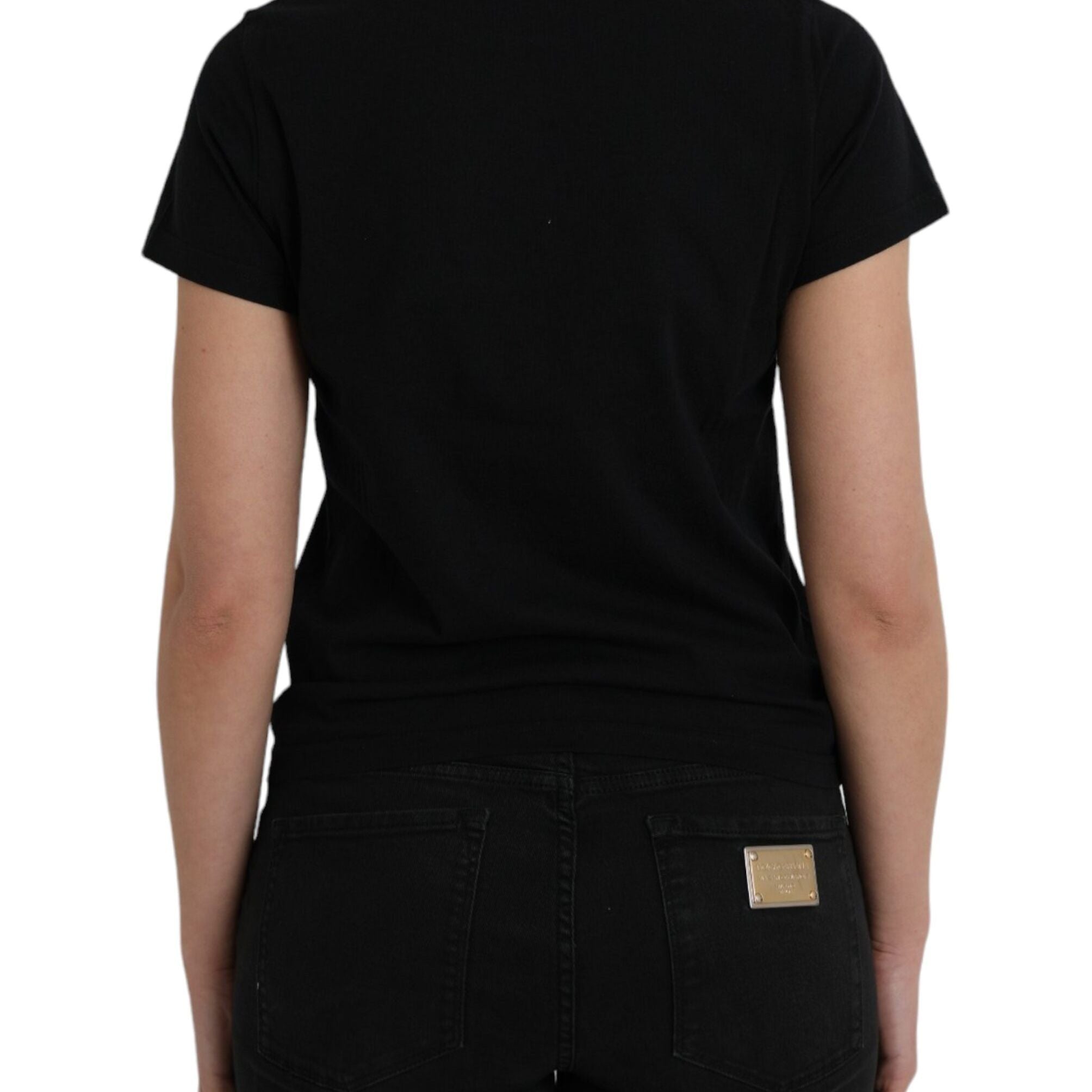 Balenciaga Black Cotton Logo Print Crew Neck Short Sleeves T-shirt