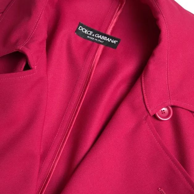 Dolce & Gabbana Dark Pink Double Breasted Trench Coat Jacket