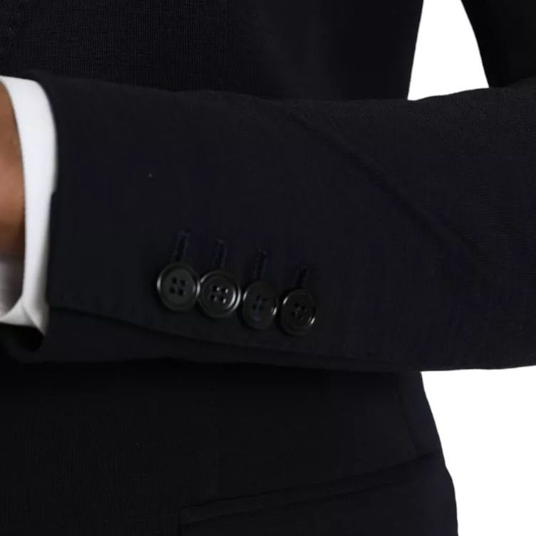 Dolce & Gabbana Blue Wool Notch Single Breasted Coat Blazer