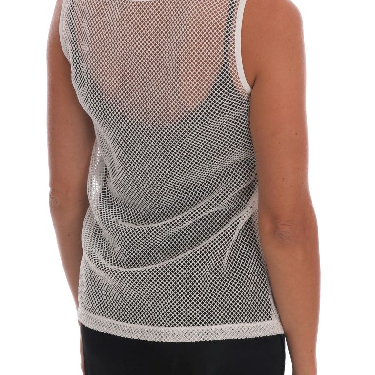 Dolce & Gabbana White Net Tank Transparent Top