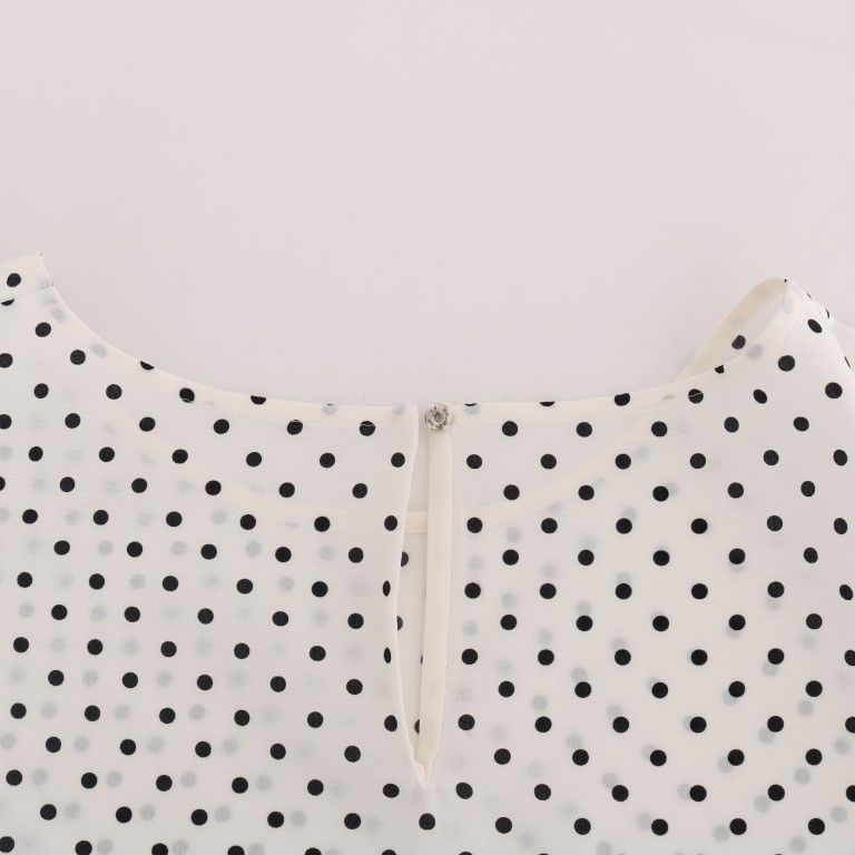 Dolce & Gabbana White Polka Dotted Silk T-shirt Top