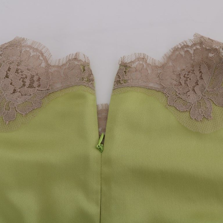 Dolce & Gabbana Green Silk Stretch Blouse Top