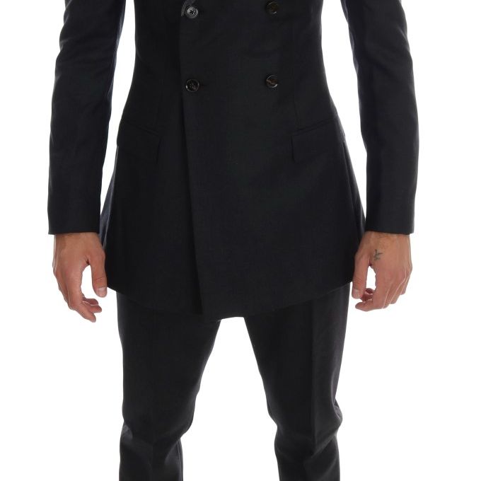 Dolce & Gabbana Gray Wool Double Breasted 3 Piece Suit