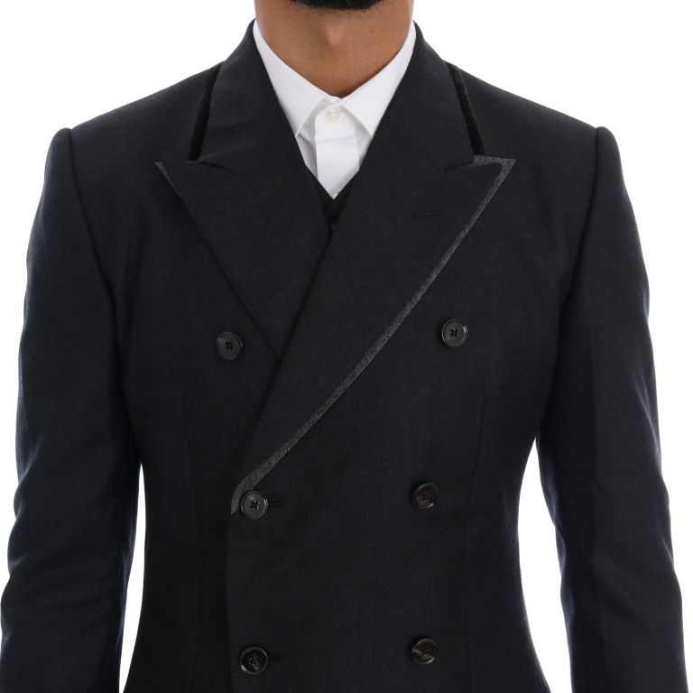 Dolce & Gabbana Gray Wool Double Breasted 3 Piece Suit