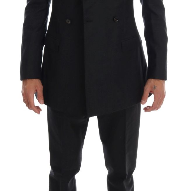 Dolce & Gabbana Gray Wool Double Breasted 3 Piece Suit