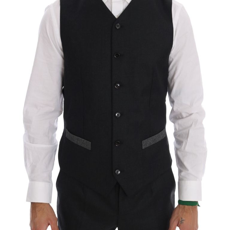 Dolce & Gabbana Gray Wool Double Breasted 3 Piece Suit