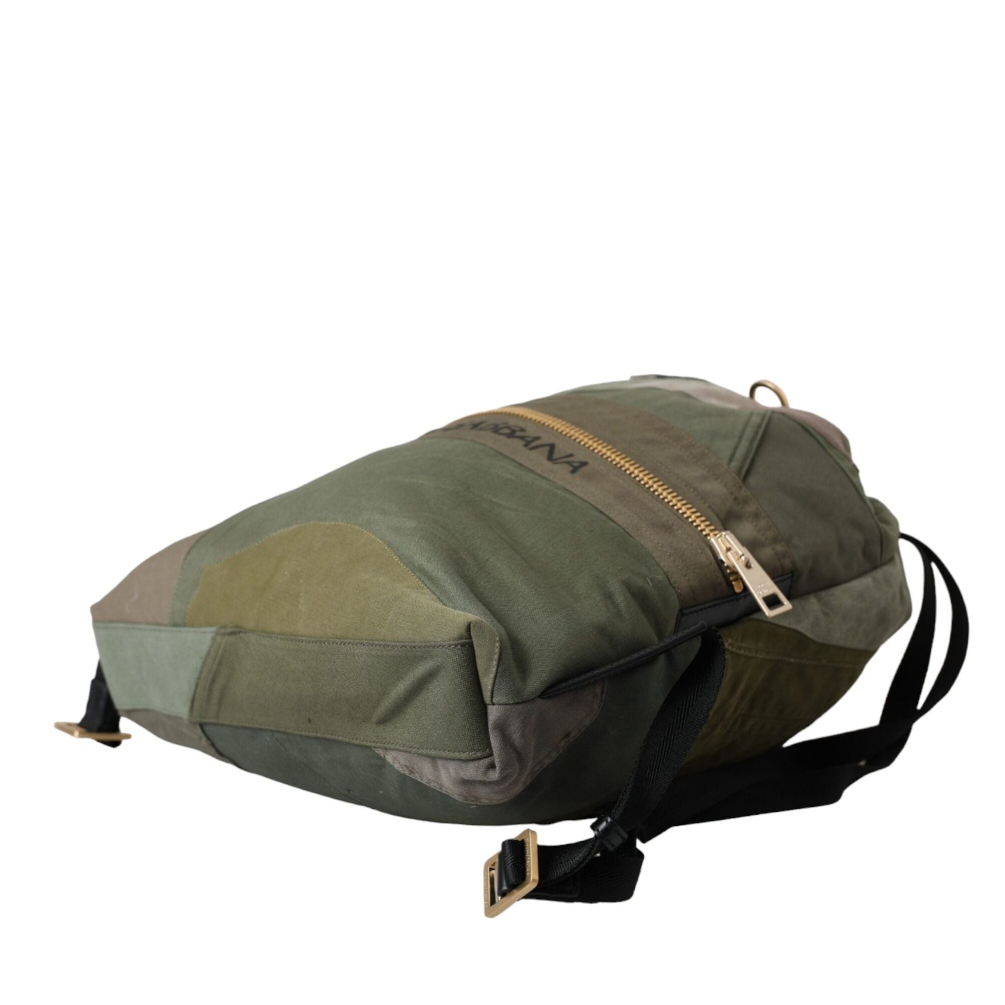 Dolce & Gabbana Military Green Patchwork Rucksack Backpack Bag
