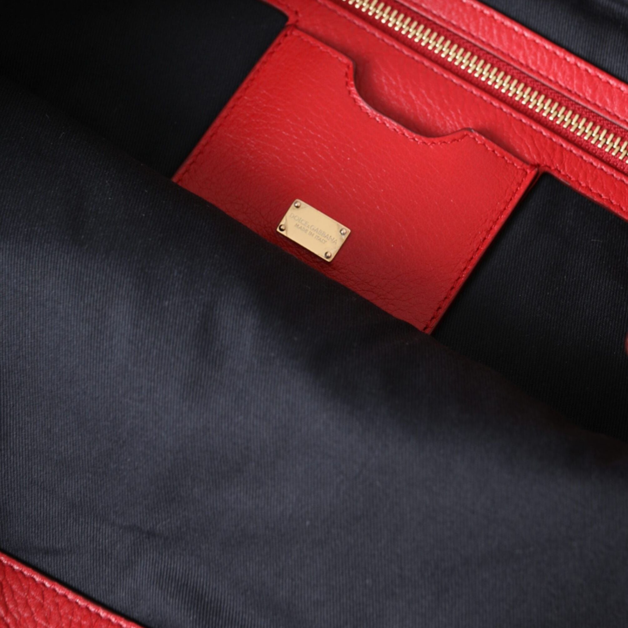 Dolce & Gabbana Red Leather #DGFamily Patch Shopping Tote Bag