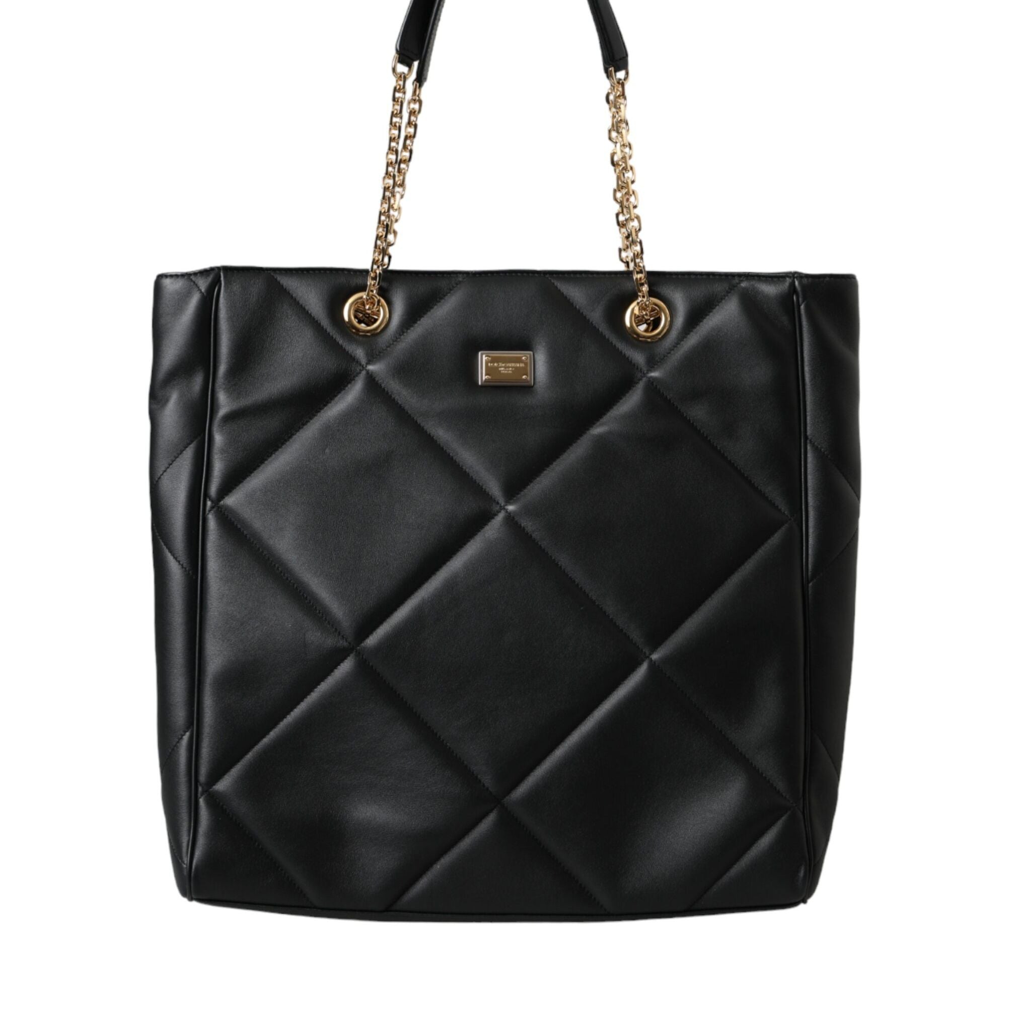 Dolce & Gabbana Black Leather JUNGLE Quilted Shopping Tote Bag