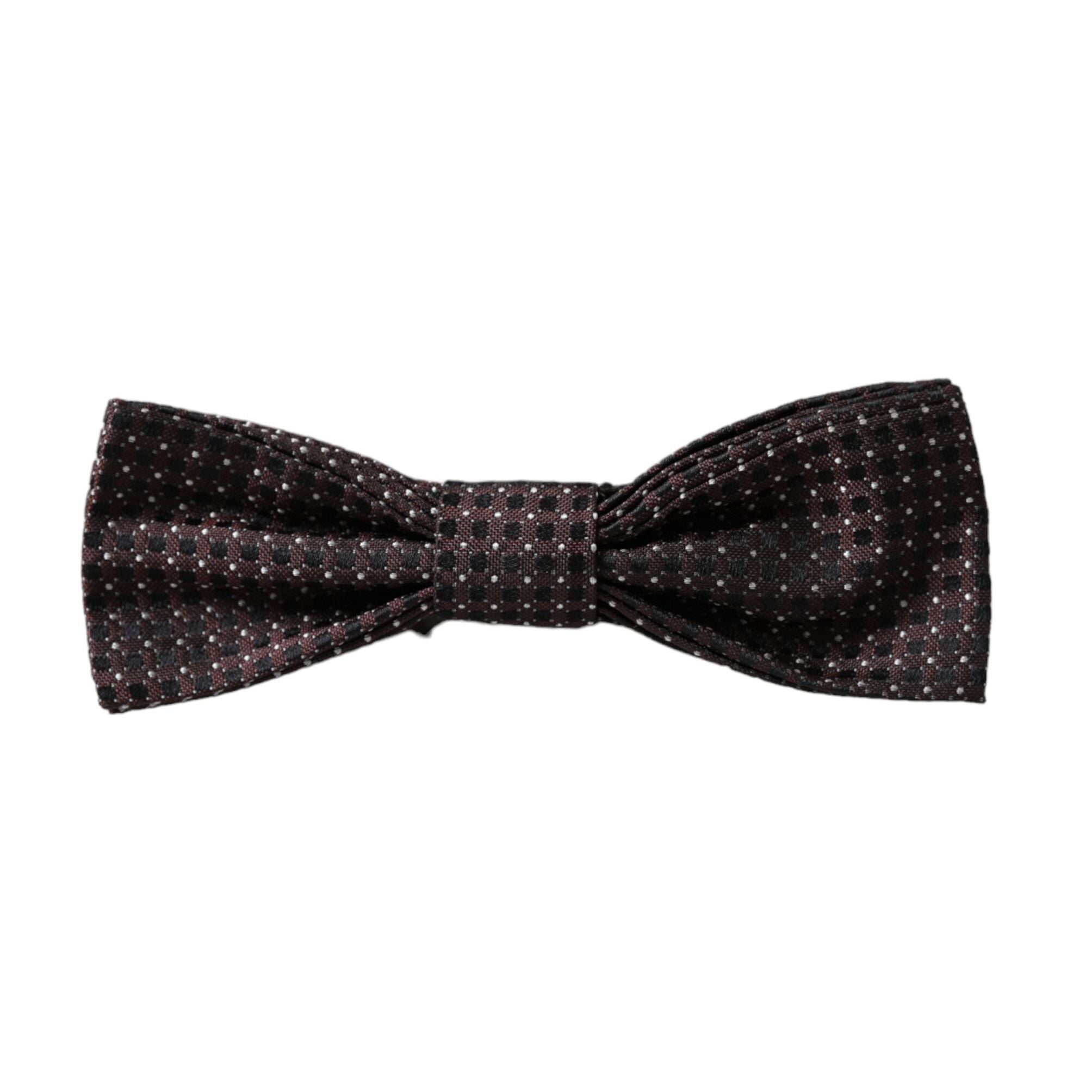 Dolce & Gabbana Brown Fantasy Silk Adjustable Neck Men Papillon Bow Tie