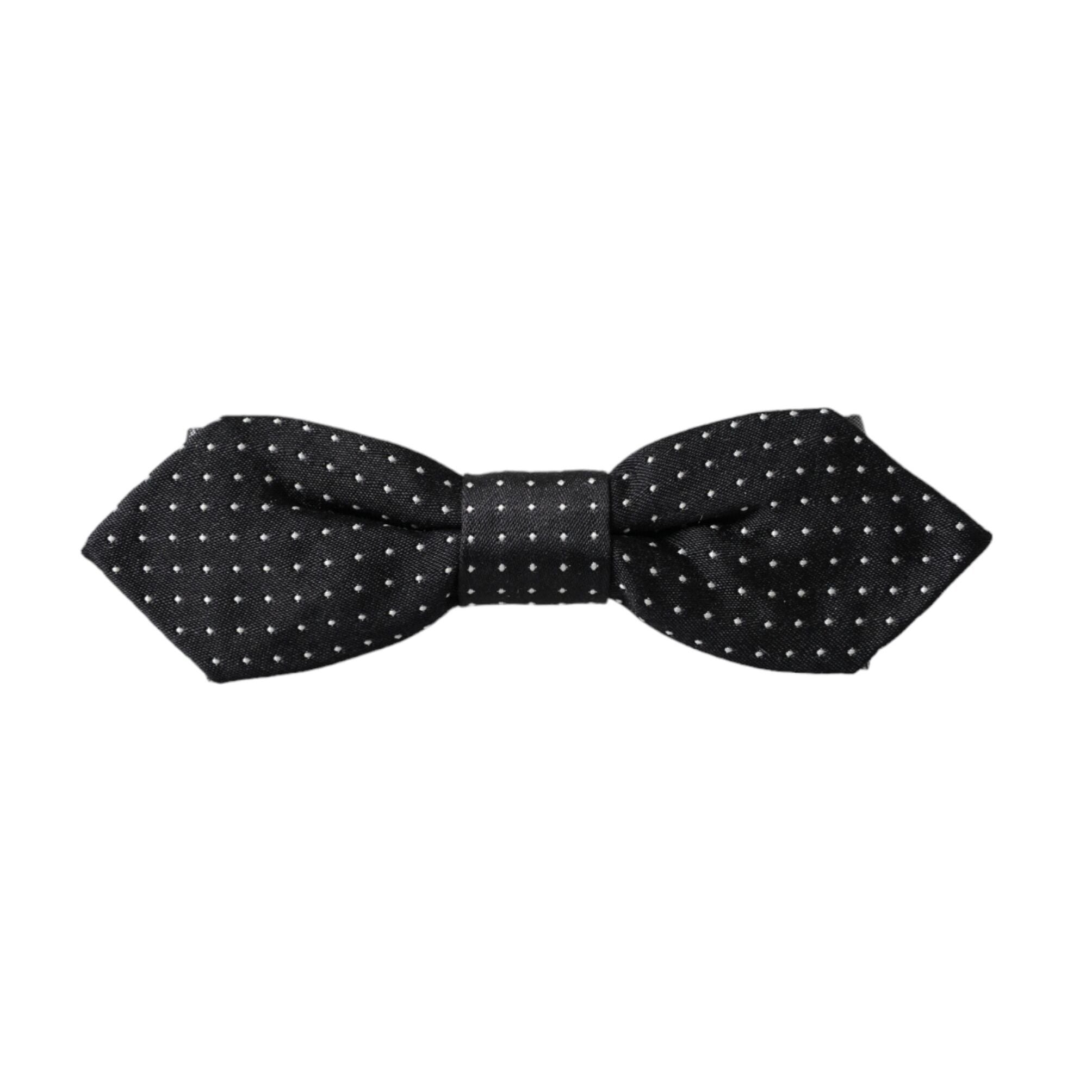 Dolce & Gabbana Black Silk Polka Dot Adjustable Neck Men Papillon Bow Tie