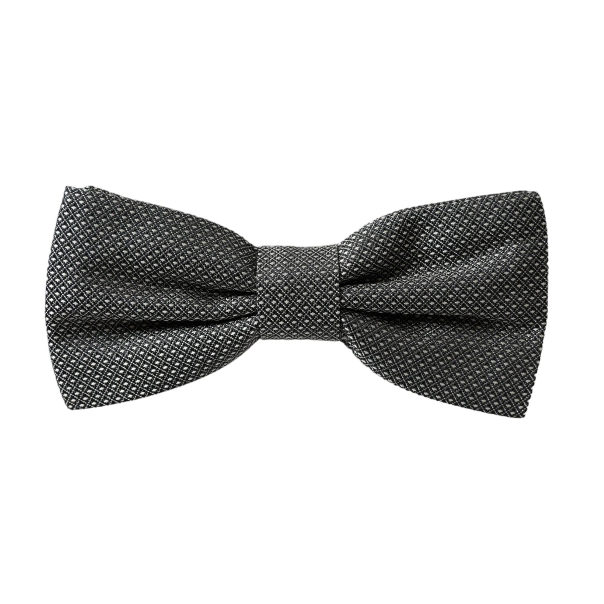 Dolce & Gabbana Gray Silk Patterned Adjustable Neck Men Papillon Bow Tie