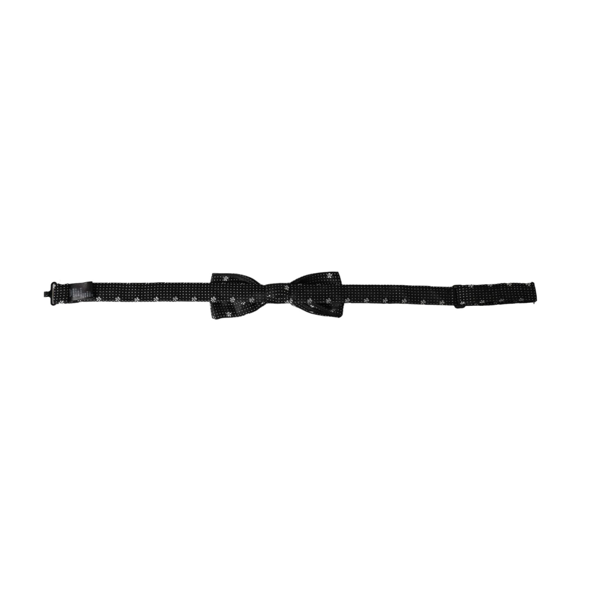 Dolce & Gabbana Black Silk Floral Adjustable Neck Men Papillon Bow Tie