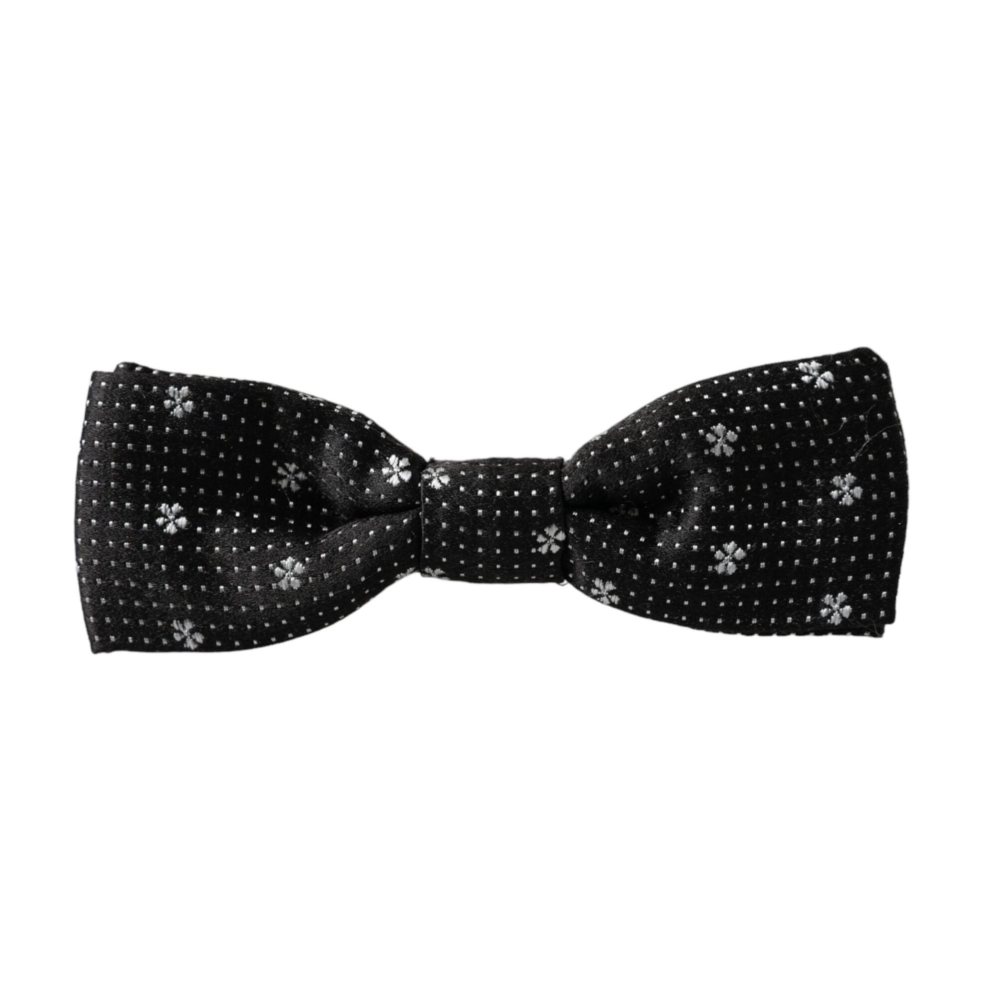 Dolce & Gabbana Black Silk Floral Adjustable Neck Men Papillon Bow Tie