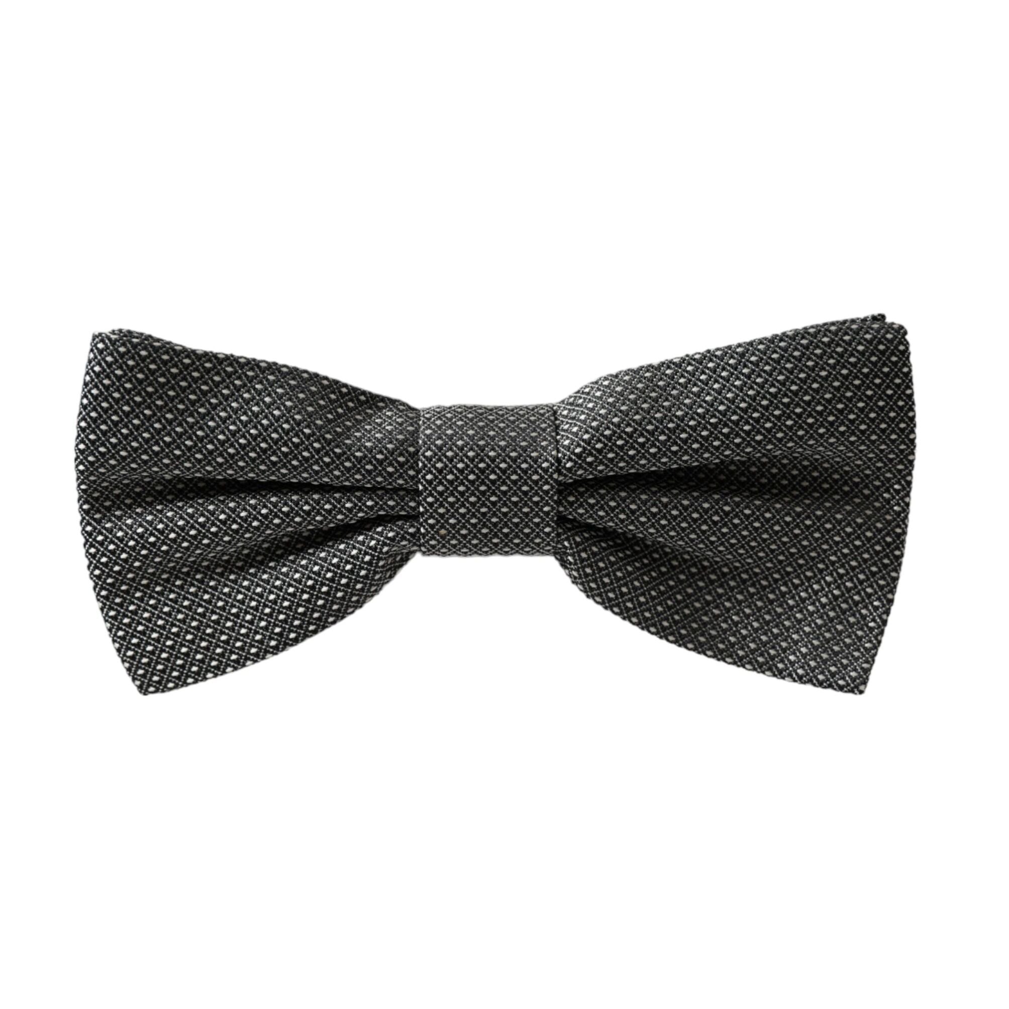 Dolce & Gabbana Gray Silk Patterned Adjustable Neck Men Bow Tie