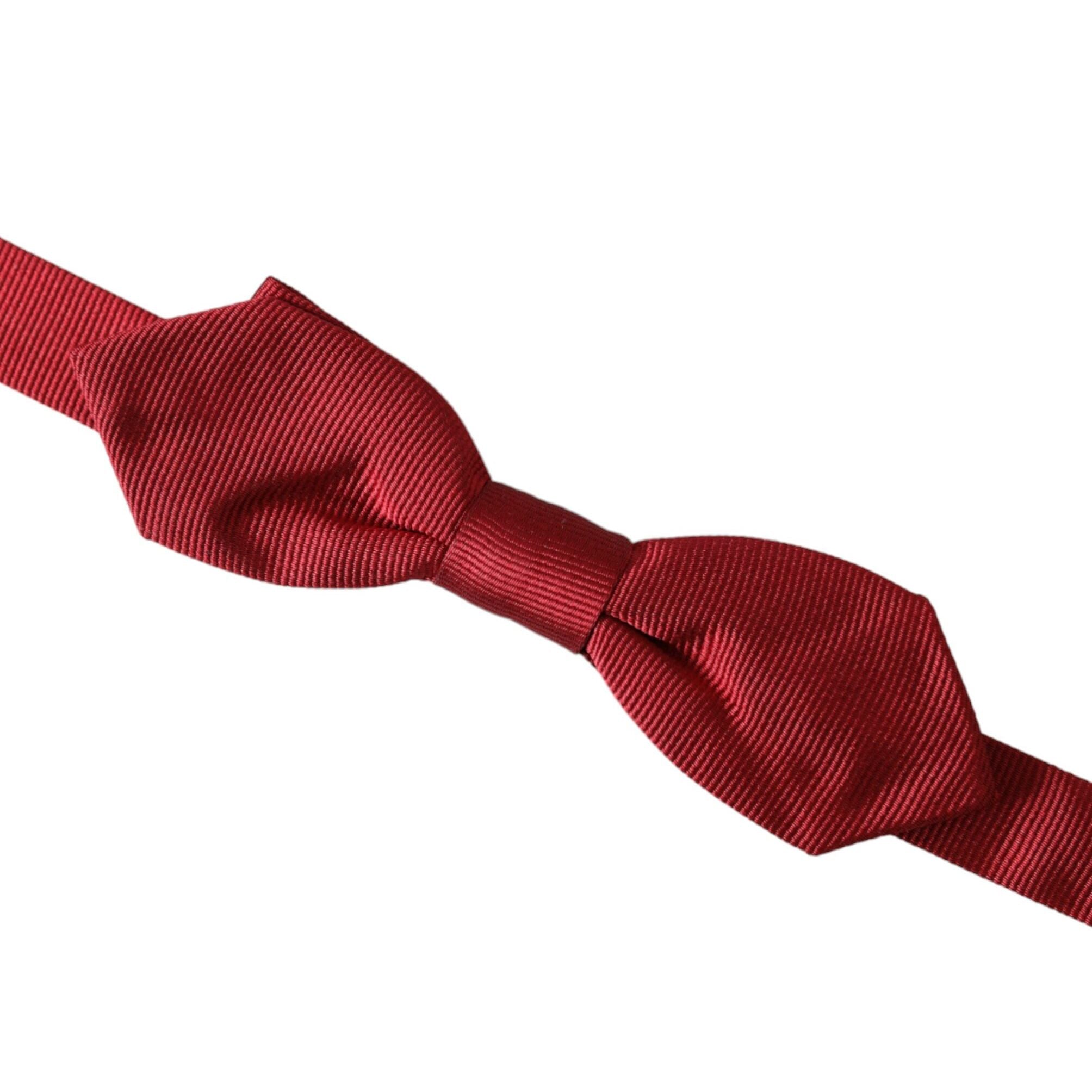 Dolce & Gabbana Red Silk Jacquard Adjustable Neck Men Bow Tie