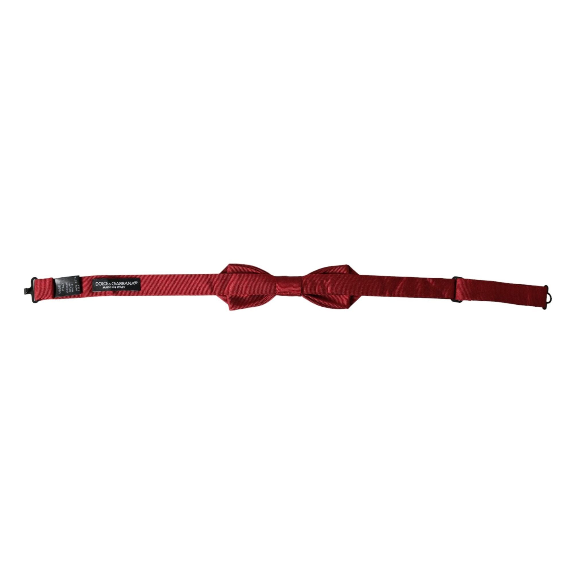 Dolce & Gabbana Red Silk Jacquard Adjustable Neck Men Bow Tie