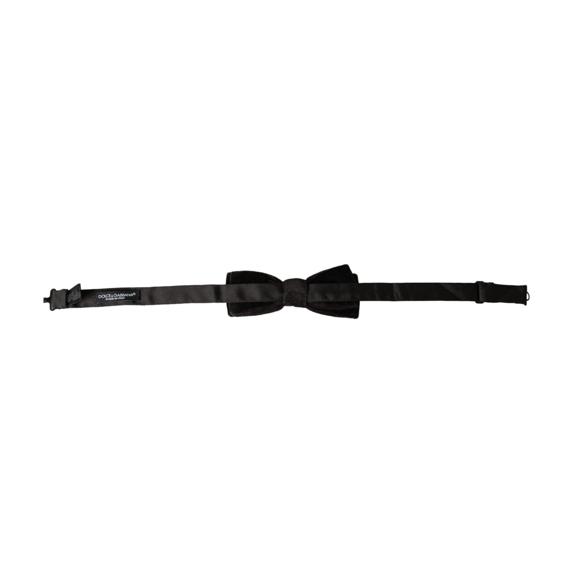 Dolce & Gabbana Black Velvet Cotton Adjustable Neck Men Bow Tie