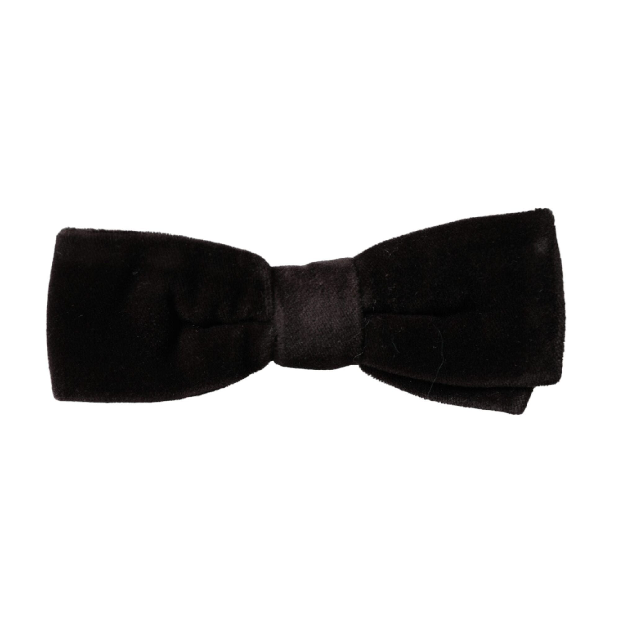 Dolce & Gabbana Black Velvet Cotton Adjustable Neck Men Bow Tie