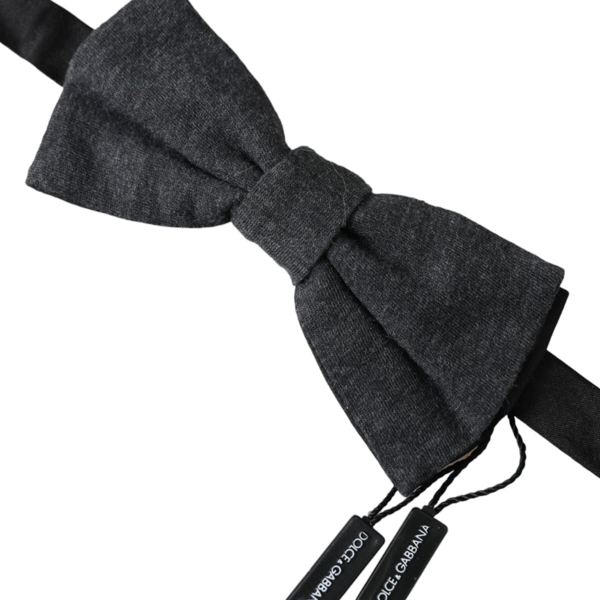 Dolce & Gabbana Dark Gray Silk Adjustable Neck Men Bow Tie