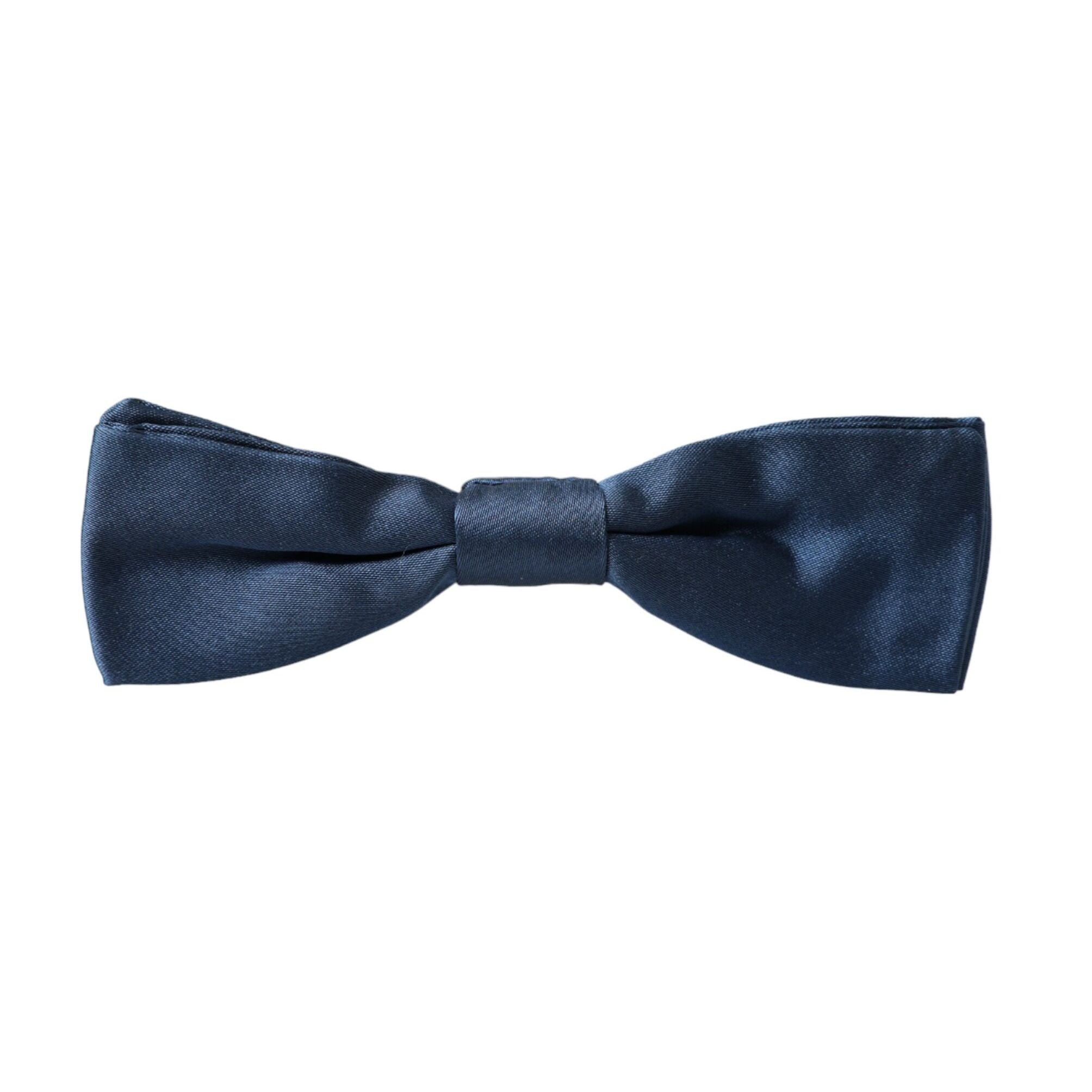 Dolce & Gabbana Blue Satin Silk Adjustable Neck Men Bow Tie
