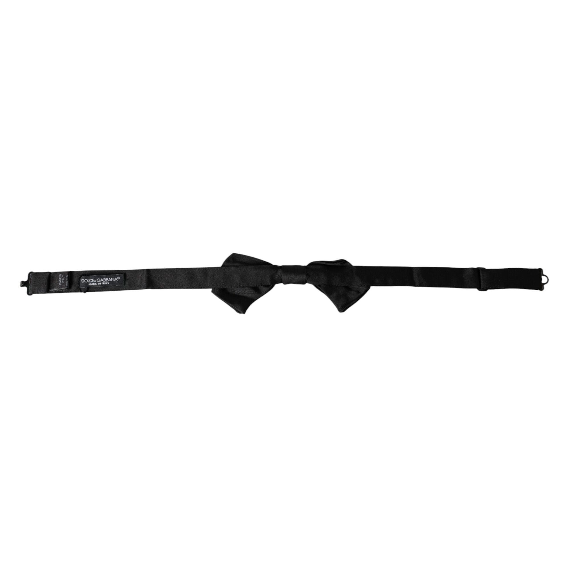 Dolce & Gabbana Black Satin Silk Adjustable Neck Men Bow Tie