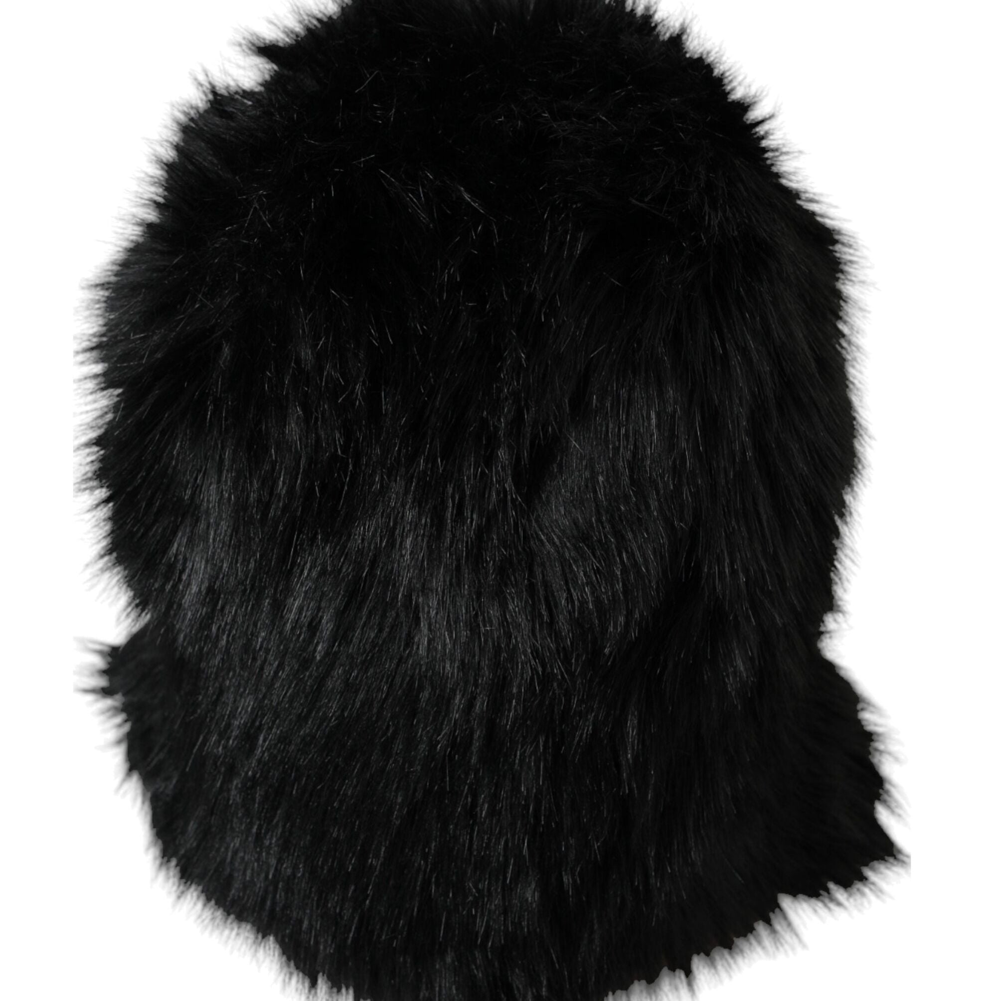 Dolce & Gabbana Black Faux Fur Whole Head Wrap Hat