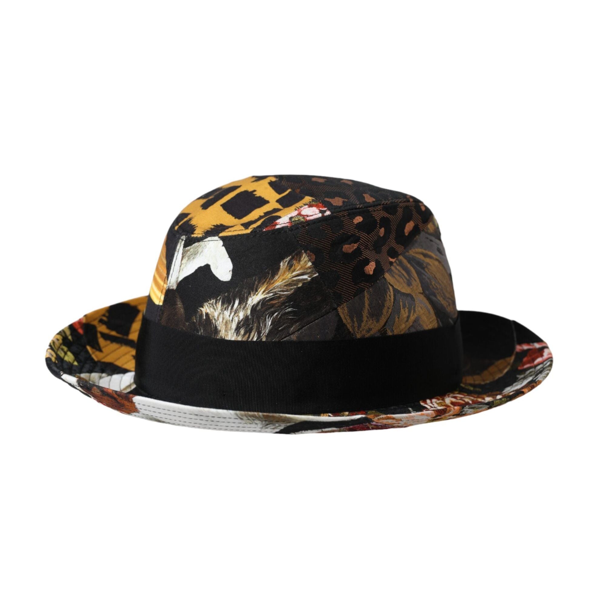 Dolce & Gabbana Multicolor Patchwork Women Fedora Wide Brim Hat
