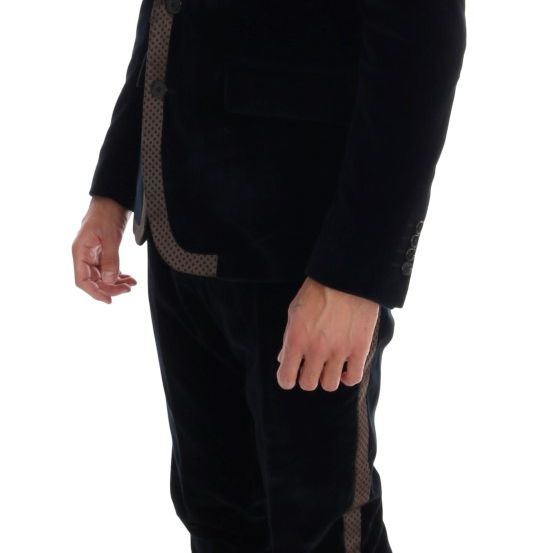 Dolce & Gabbana Blue Velvet Two Button Slim 3 Piece Suit