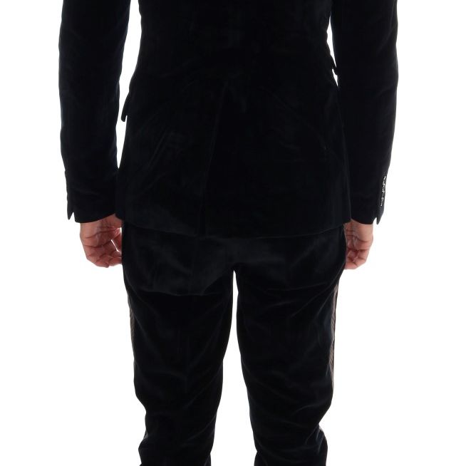 Dolce & Gabbana Blue Velvet Two Button Slim 3 Piece Suit