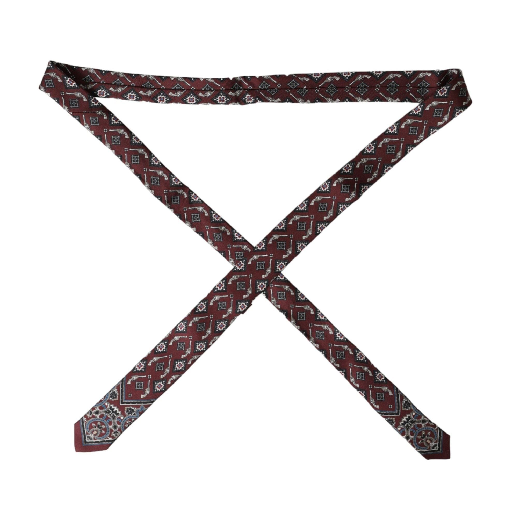 Dolce & Gabbana Bordeaux Printed 100% Silk Adjustable Men Tie