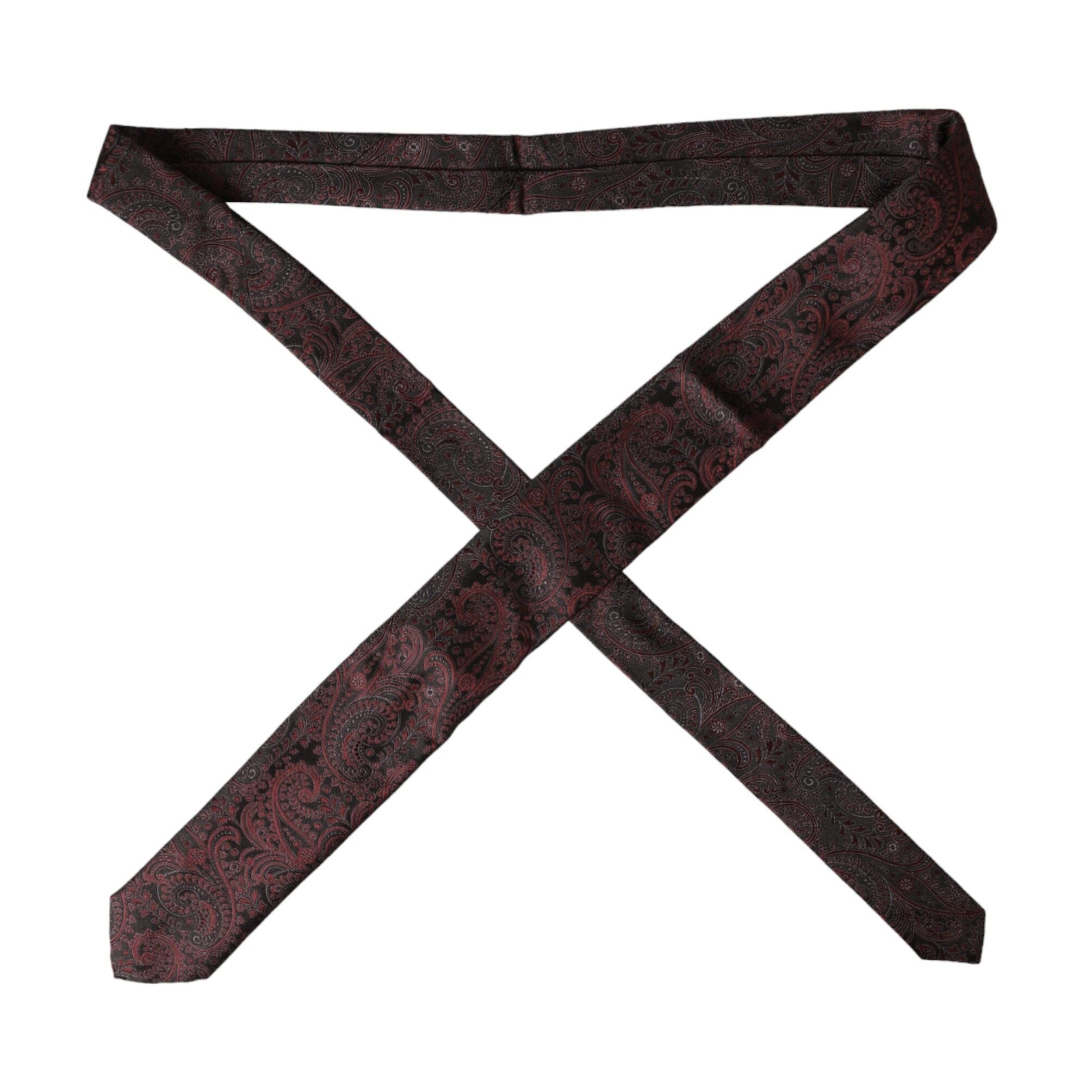 Dolce & Gabbana Bordeaux Patterned Silk Adjustable Men Tie