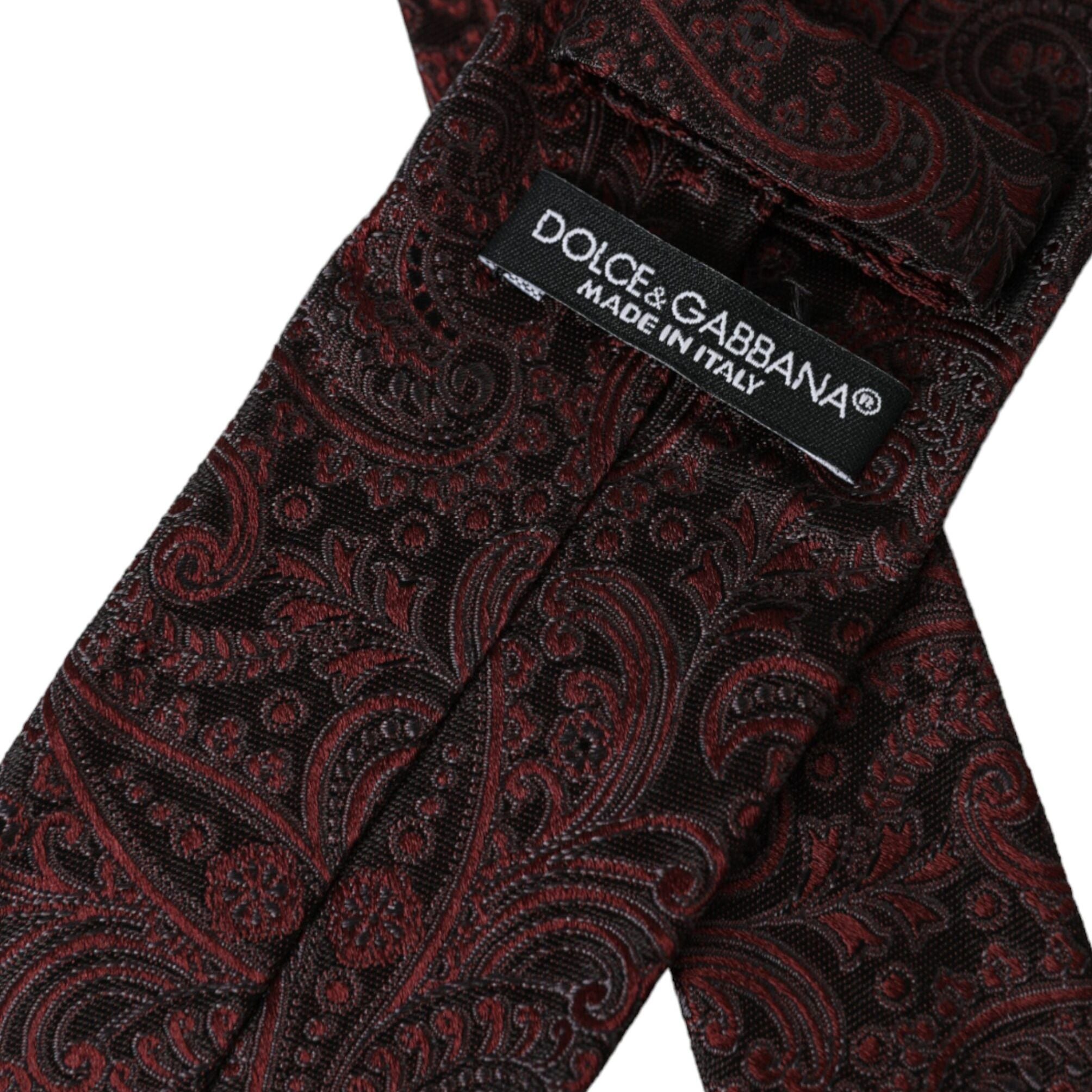 Dolce & Gabbana Bordeaux Patterned Silk Adjustable Men Tie