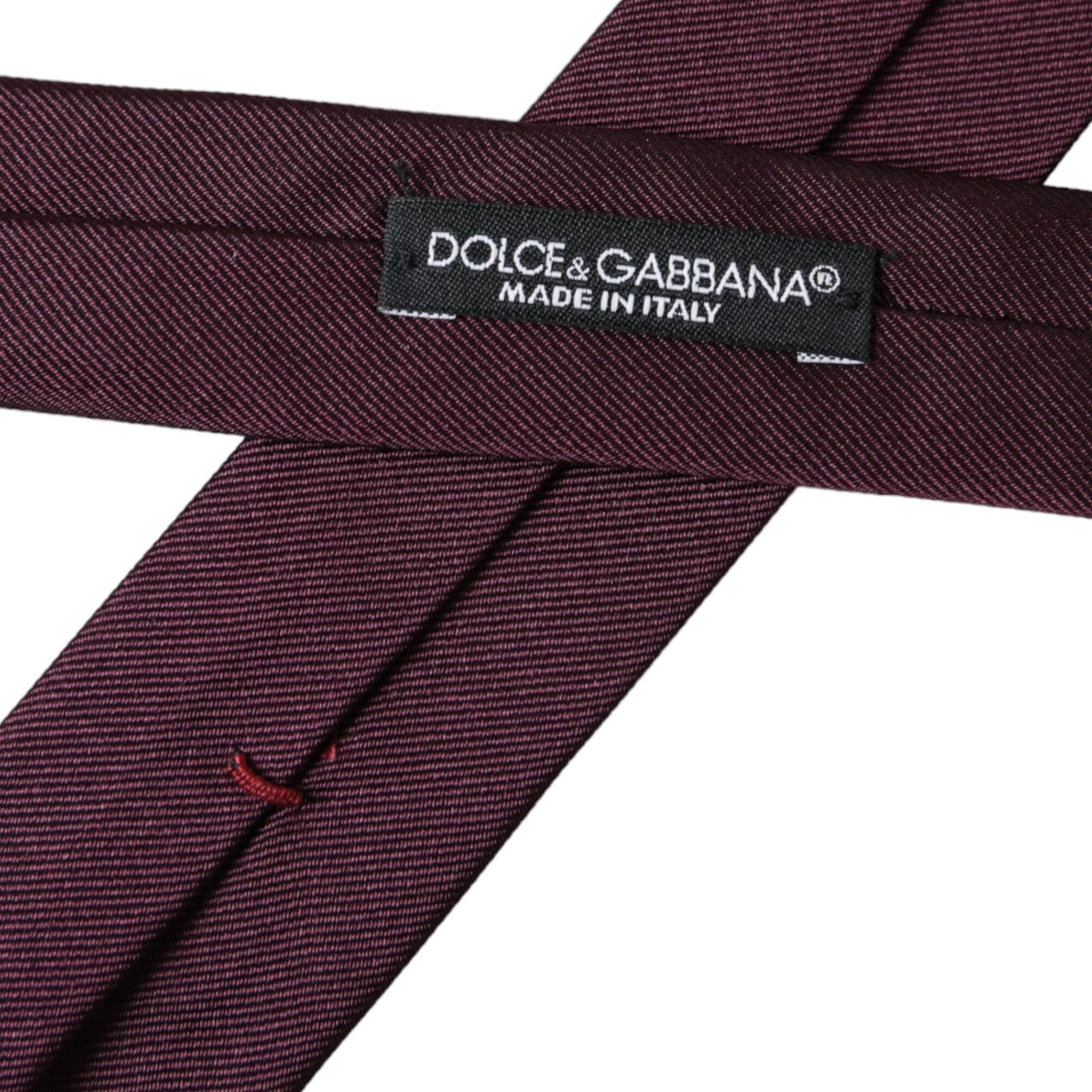 Dolce & Gabbana Bordeaux Solid 100% Silk Adjustable Men Tie